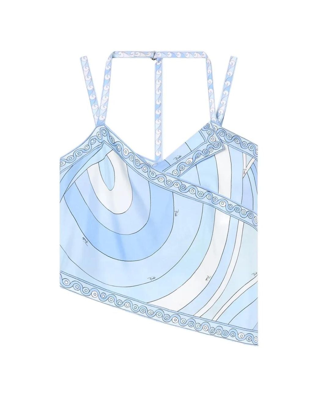 Emilio Pucci Blue Iride-Print Silk Scarf Top
