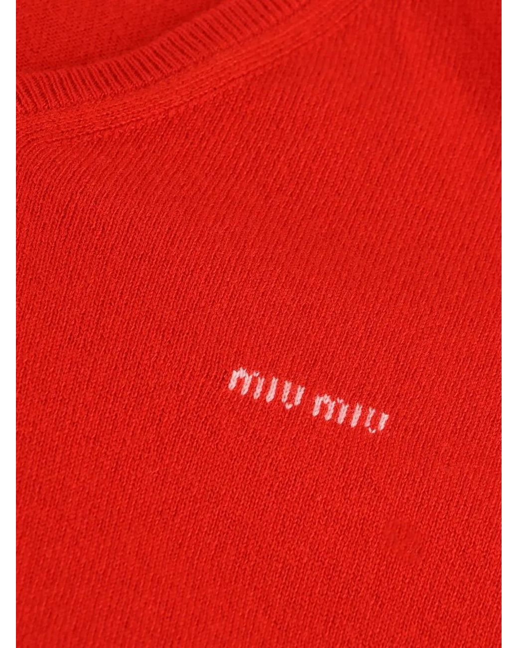 Miu Miu V-Neck Logo-Embroidered Sweater