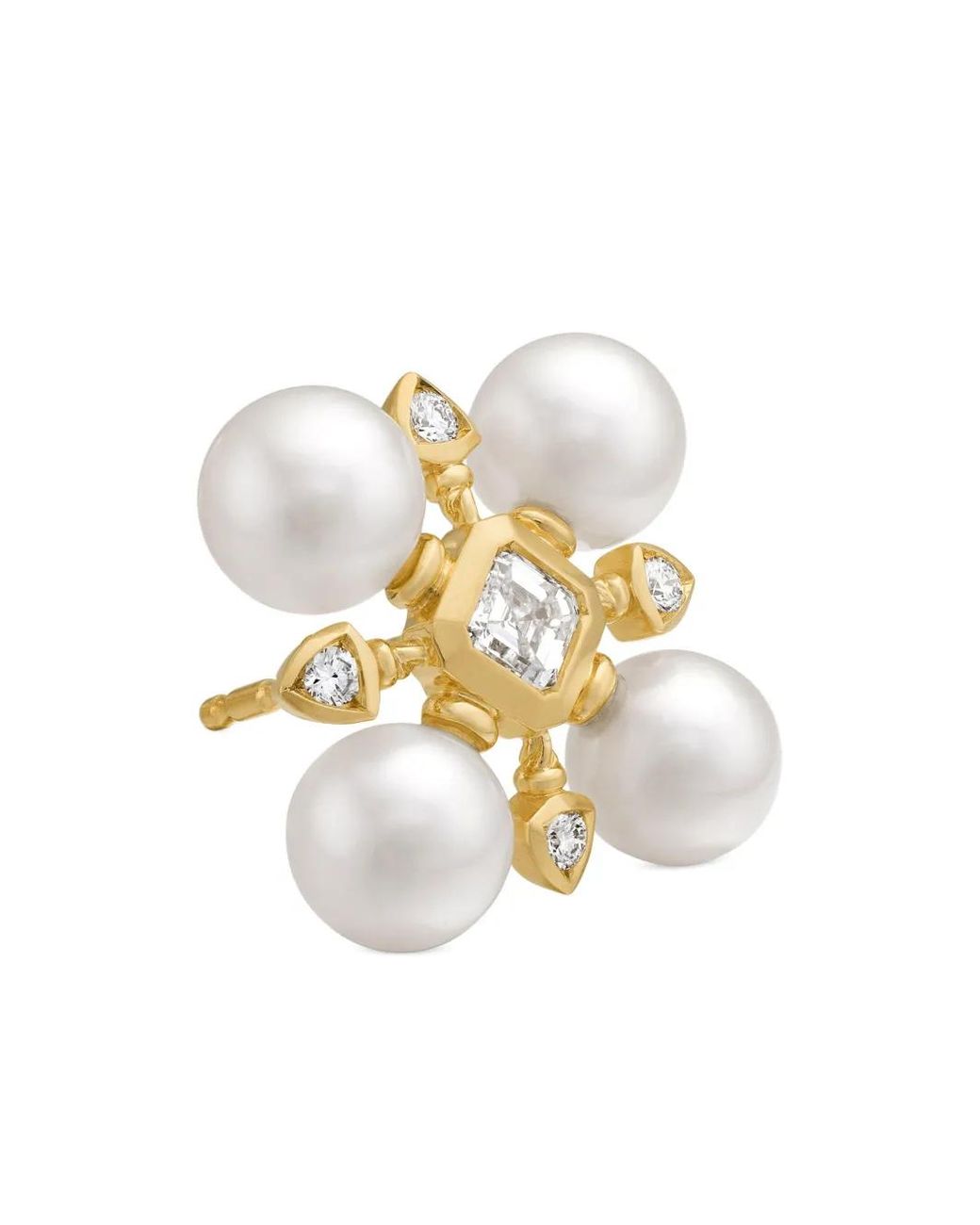 David Yurman Metallic 18Kt Renaissance Pearl And Diamond Stud Earrings (16.5Mm)