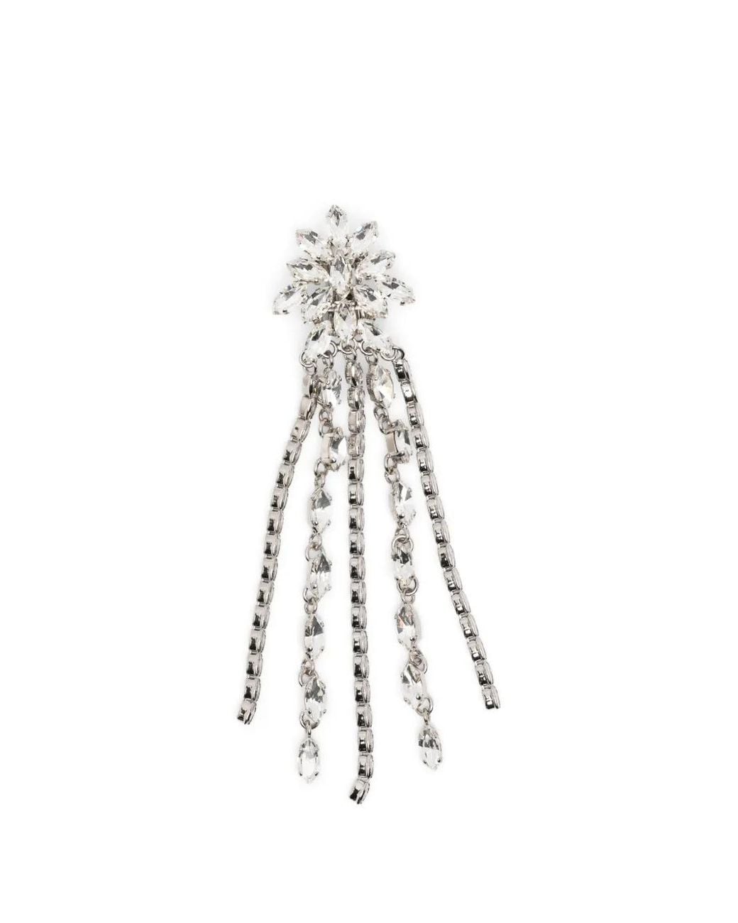 Alessandra Rich White Floral Chain Earrings