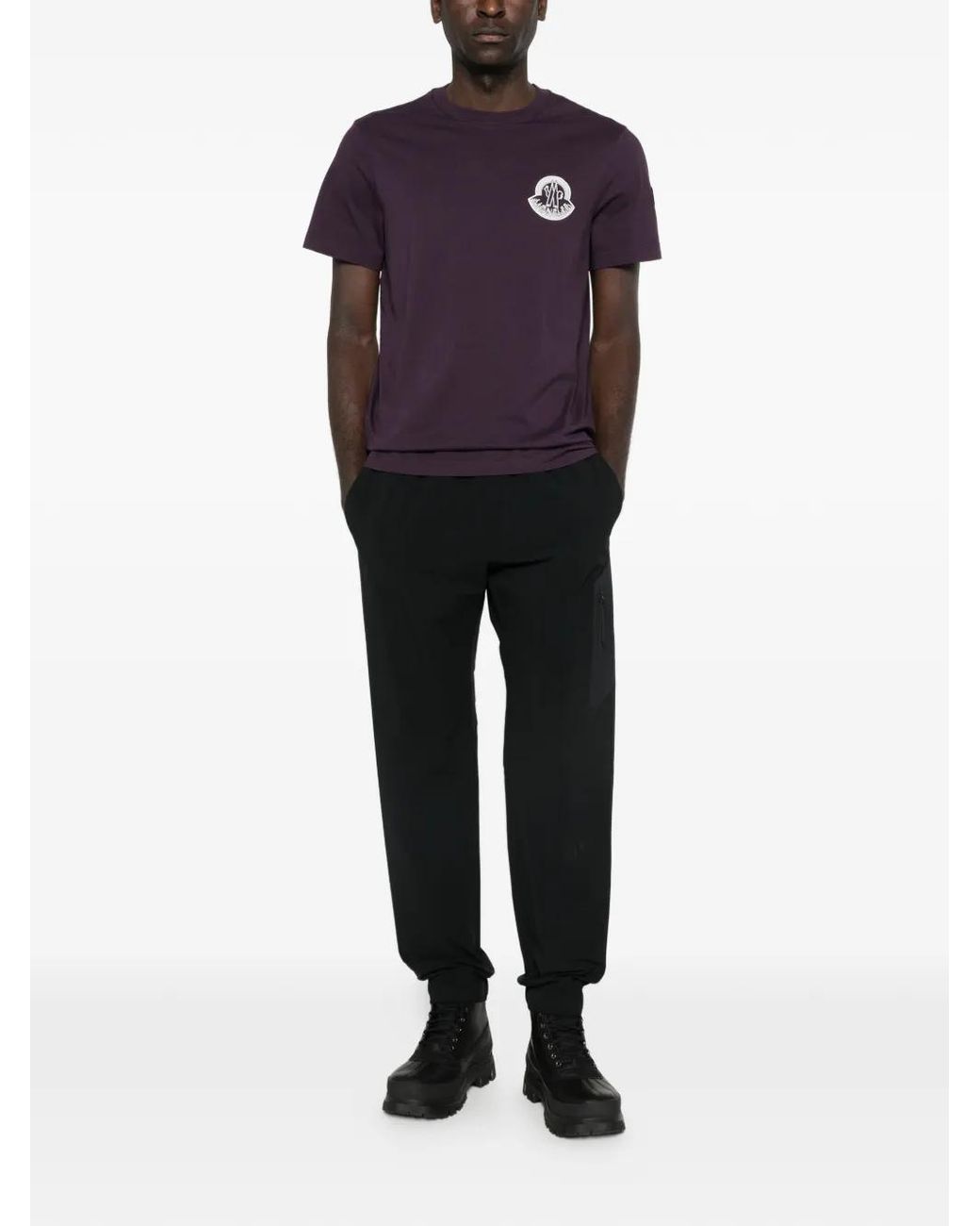 Moncler Blue Logo-Patch T-Shirt for men