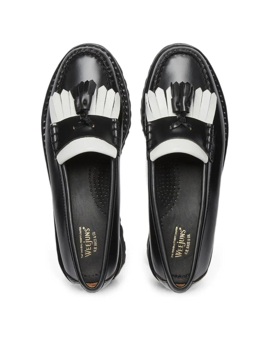 G.H.BASS Black Mocassins Weejuns 90S Esther Kiltie À Glands