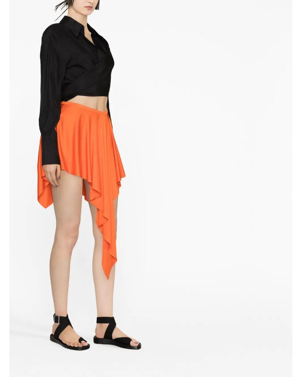 Stella McCartney Orange Jupe Drapée À Design Asymétrique