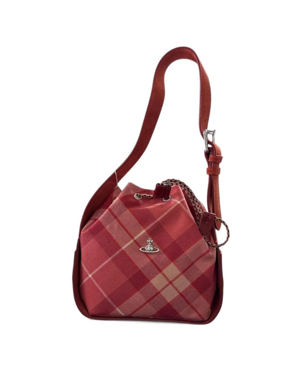 Vivienne Westwood Red Orb-Plaque Tartan Shoulder Bag