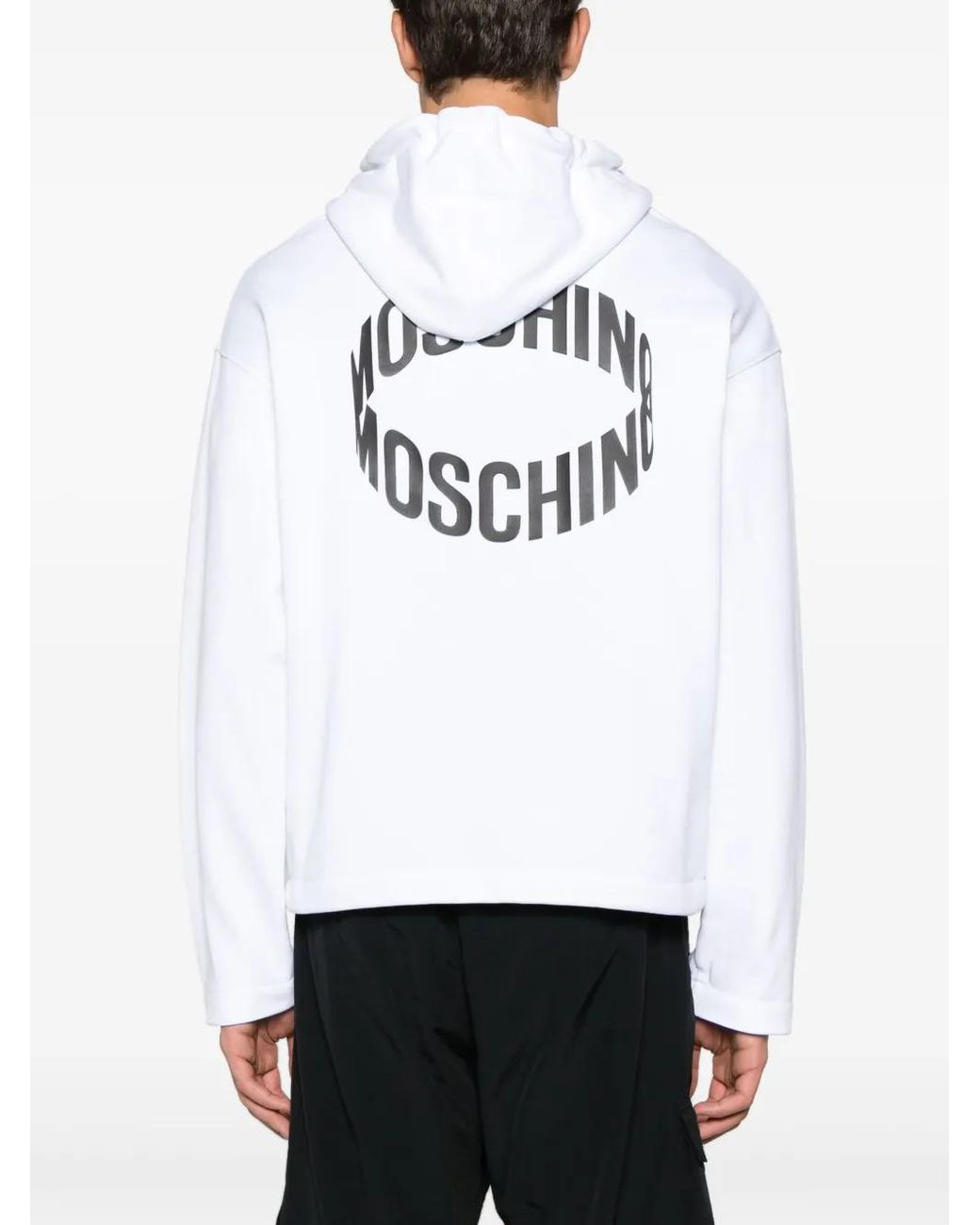 Moschino White Logo-Appliqué Organic Cotton Sweatshirt for men