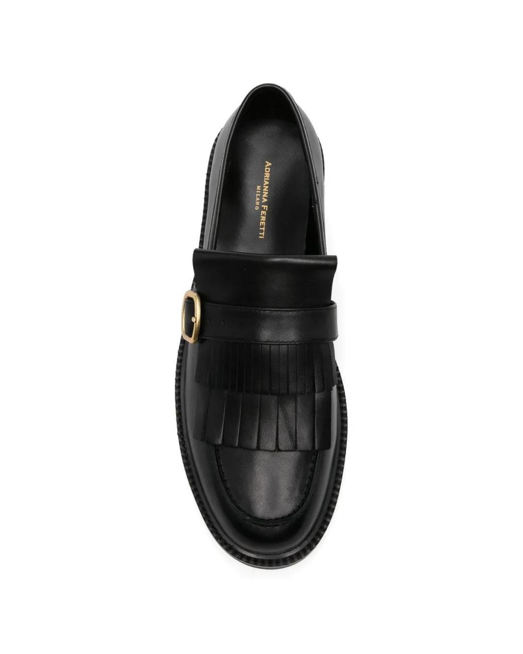 ADRIANNA FERETTI Black Fringed-Detail Loafers