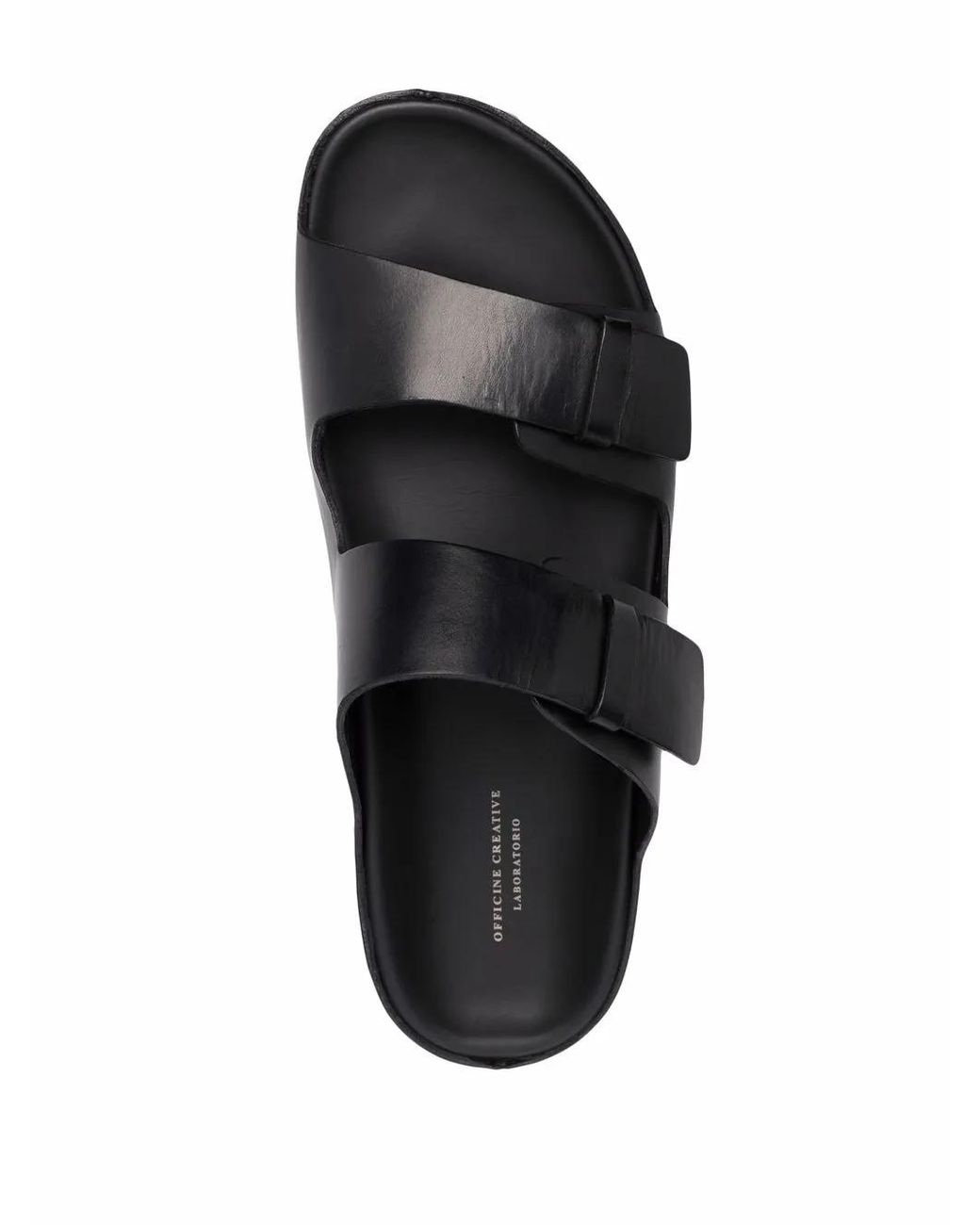 Officine Creative Black Double Strap Flat Sandals for men