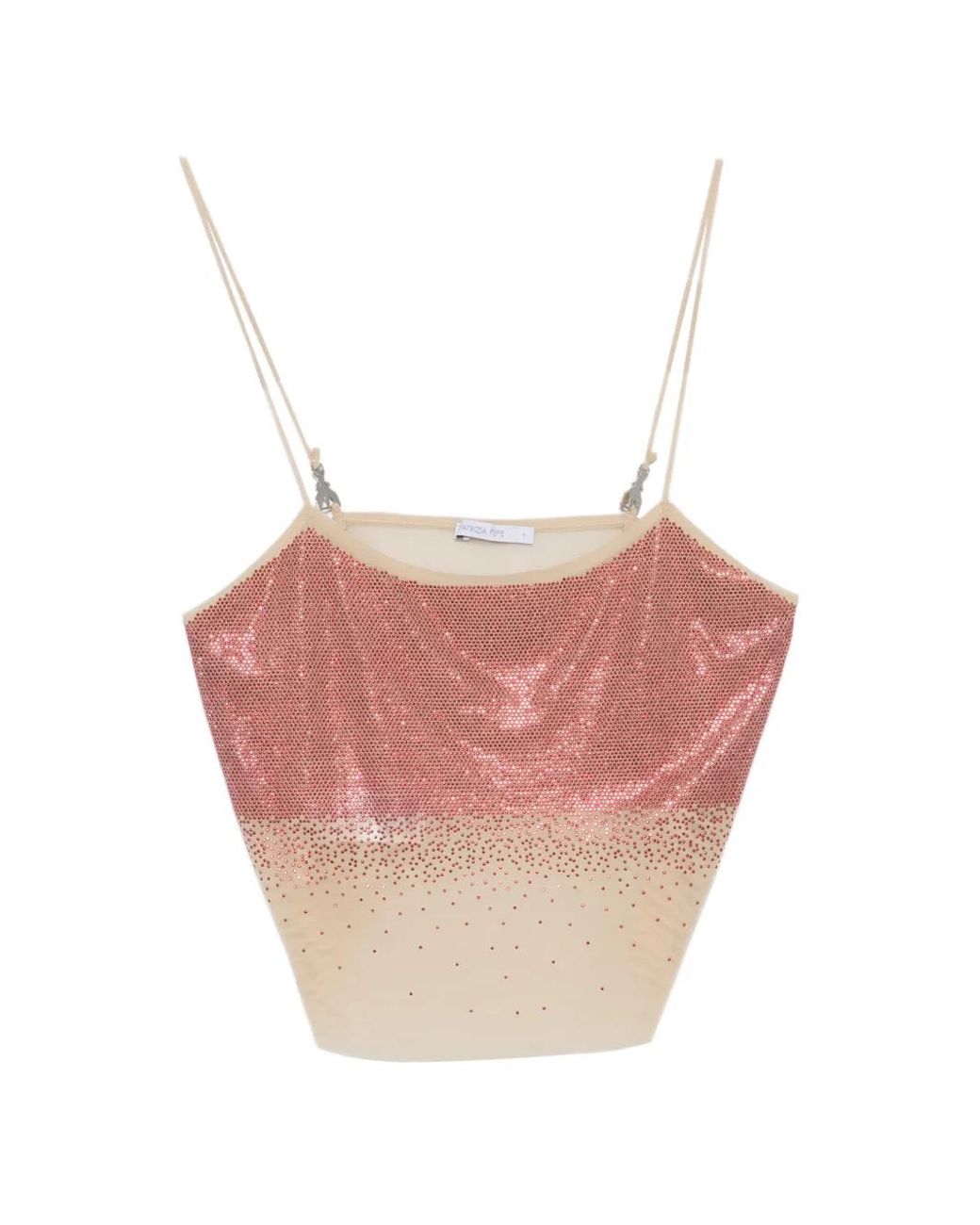 Patrizia Pepe Pink Rhinestone Tulle Top
