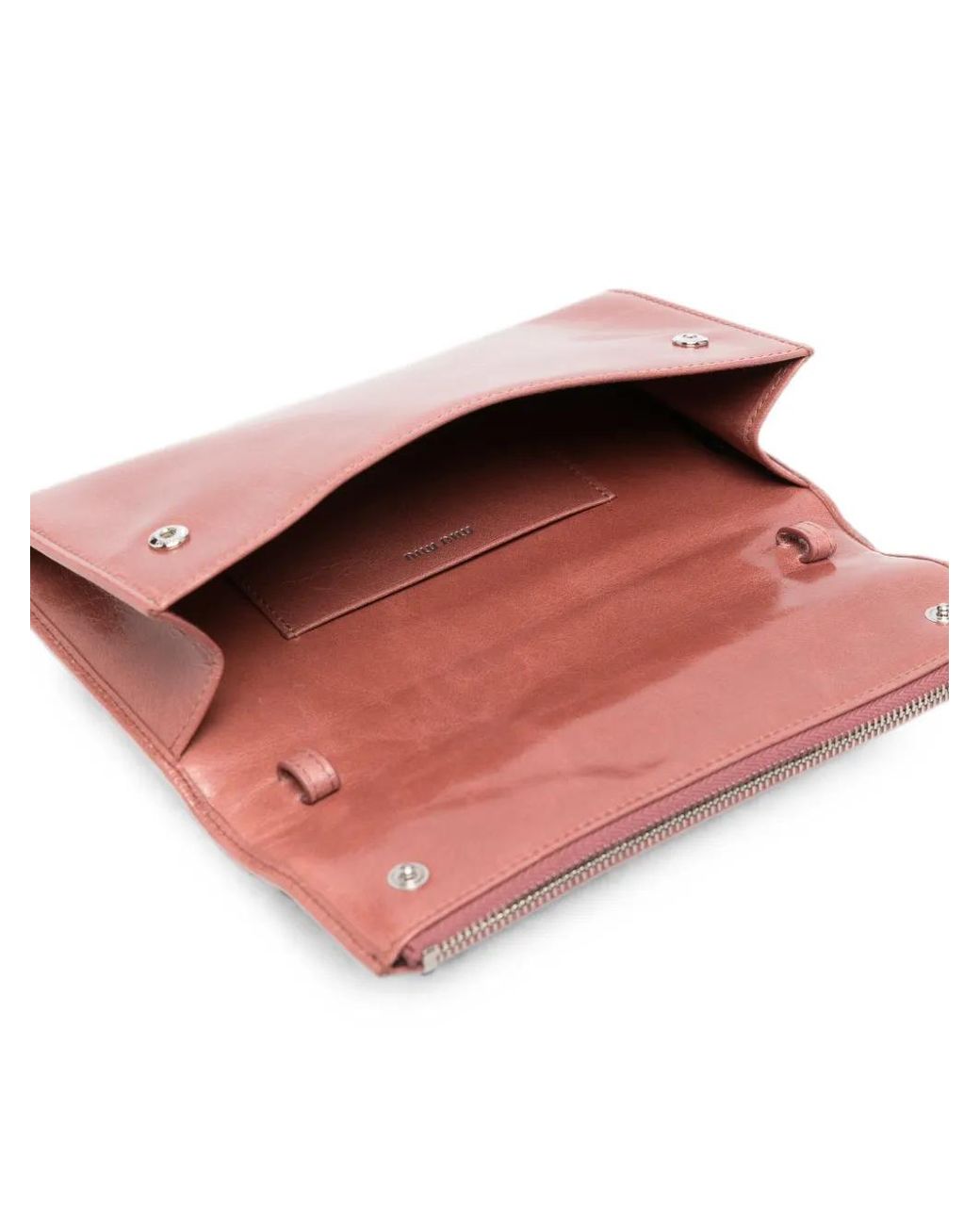 Miu Miu Red Logo-Detail Leather Clutch Bag