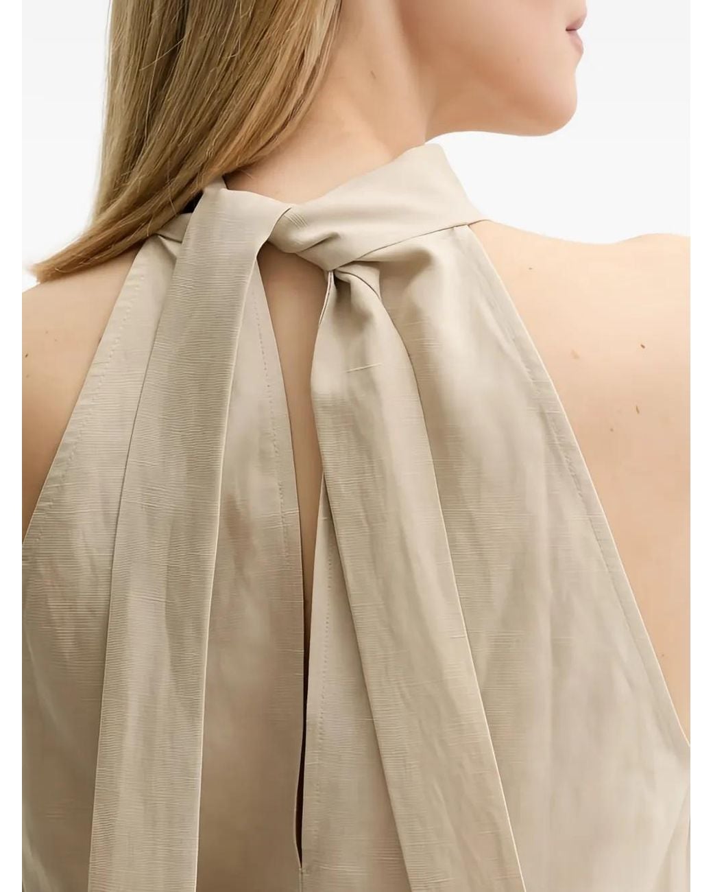 Samsøe & Samsøe White High-Neck Tie Top