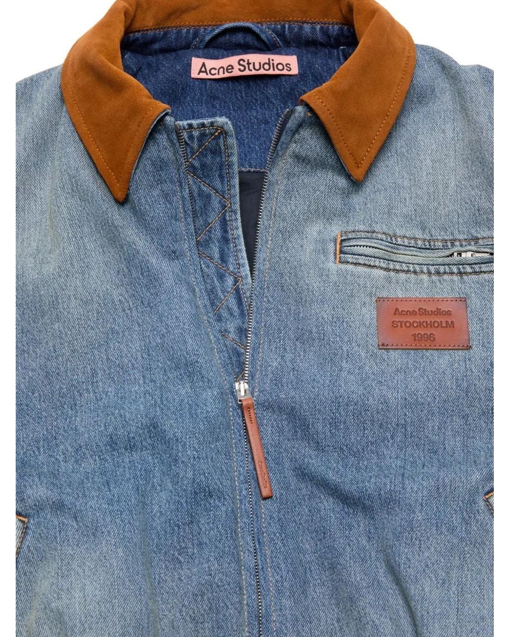 Acne Blue Logo-Patch Bomber Jacket