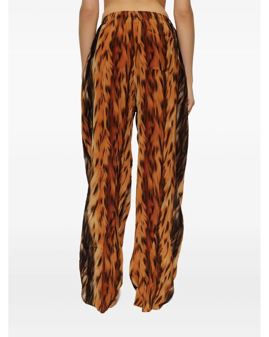 Balenciaga Orange Ai-Printed Silk Crepe Wide-Leg Pants