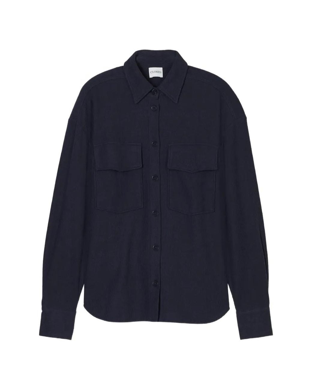 Closed Blue Ribbed Pocket Shirt