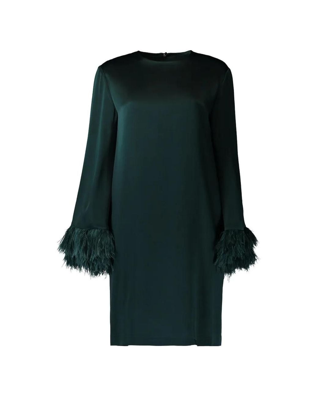 Antonelli Green Violetta Feather-Trim Mini Dress