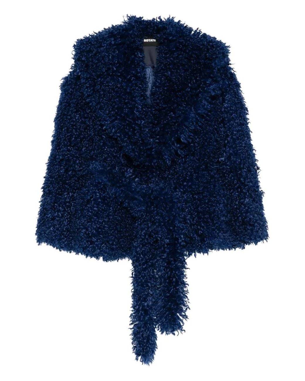 ROTATE BIRGER CHRISTENSEN Blue Faux Fur Belted Jacket