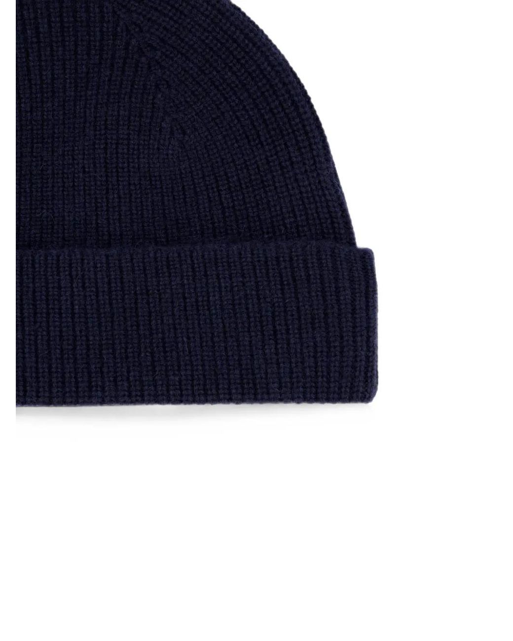 Zegna Blue Ribbed-Knit Beanie Hat for men