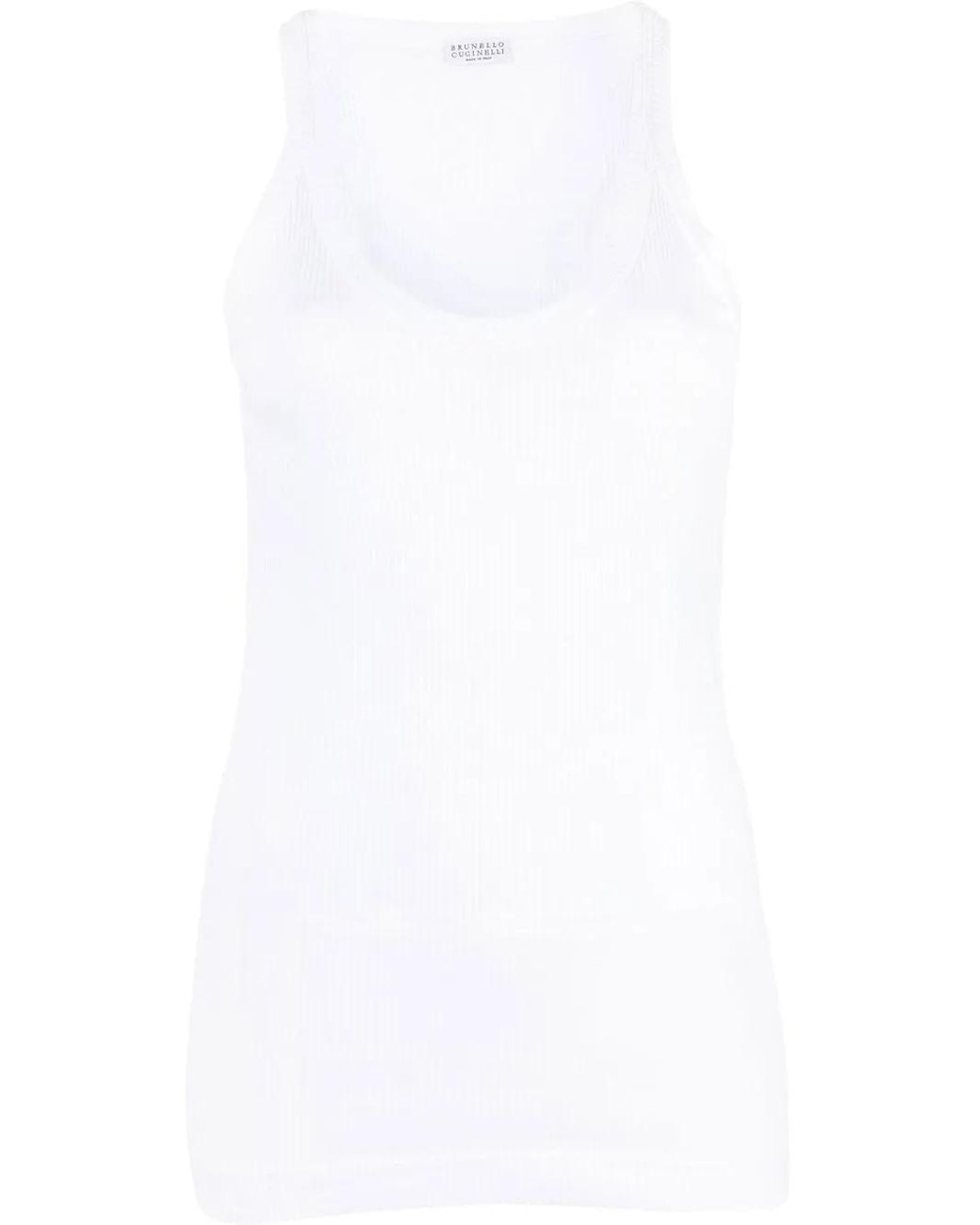 Brunello Cucinelli White Scoop Neck Tank Top