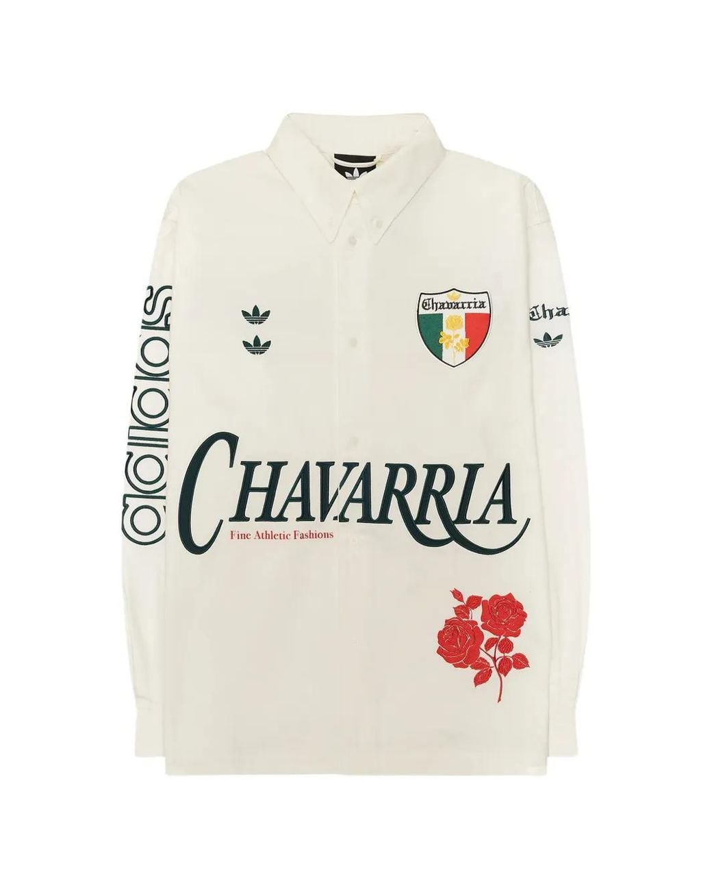 Adidas White X Chavarria Logo-Print Button-Down Shirt