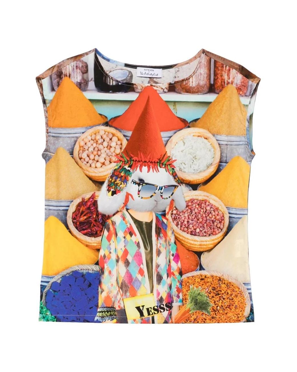 The Artistylist Blue Graphic-Print Cotton Vest