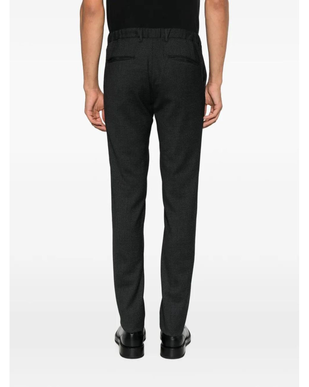 Incotex Black Houndstooth-Pattern Tailored Trousers for men