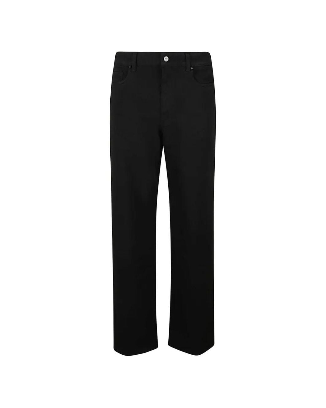PAIGE Black Anessa Logo-Patch Wide-Leg Jeans