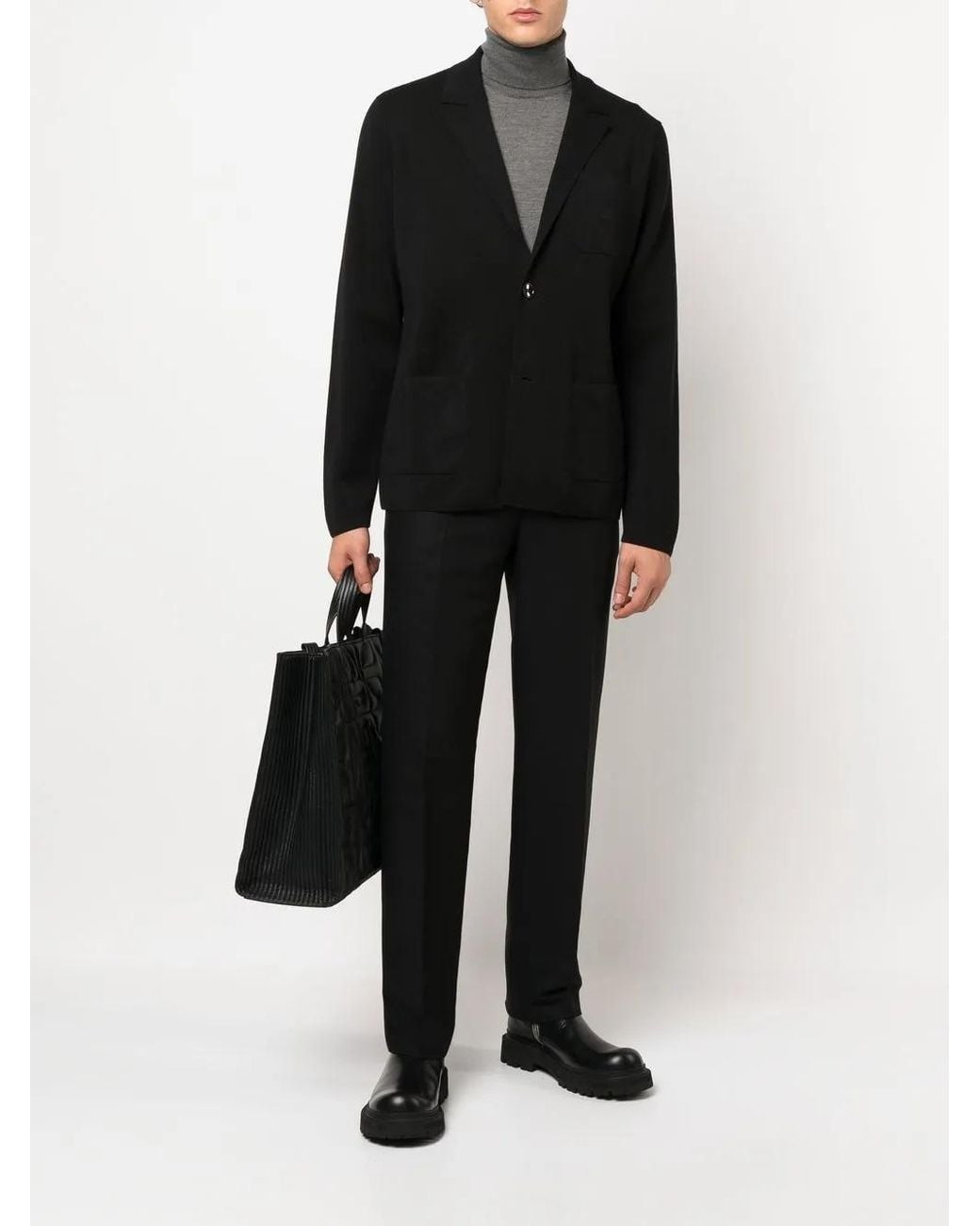 Billionaire Black Single-Breasted Knitted Blazer for men