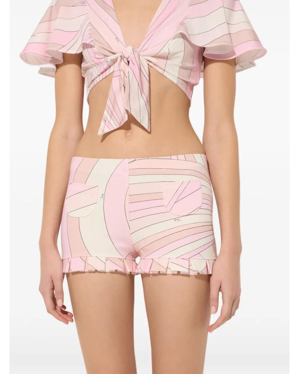 Emilio Pucci Pink Iride-Print Jersey Shorts