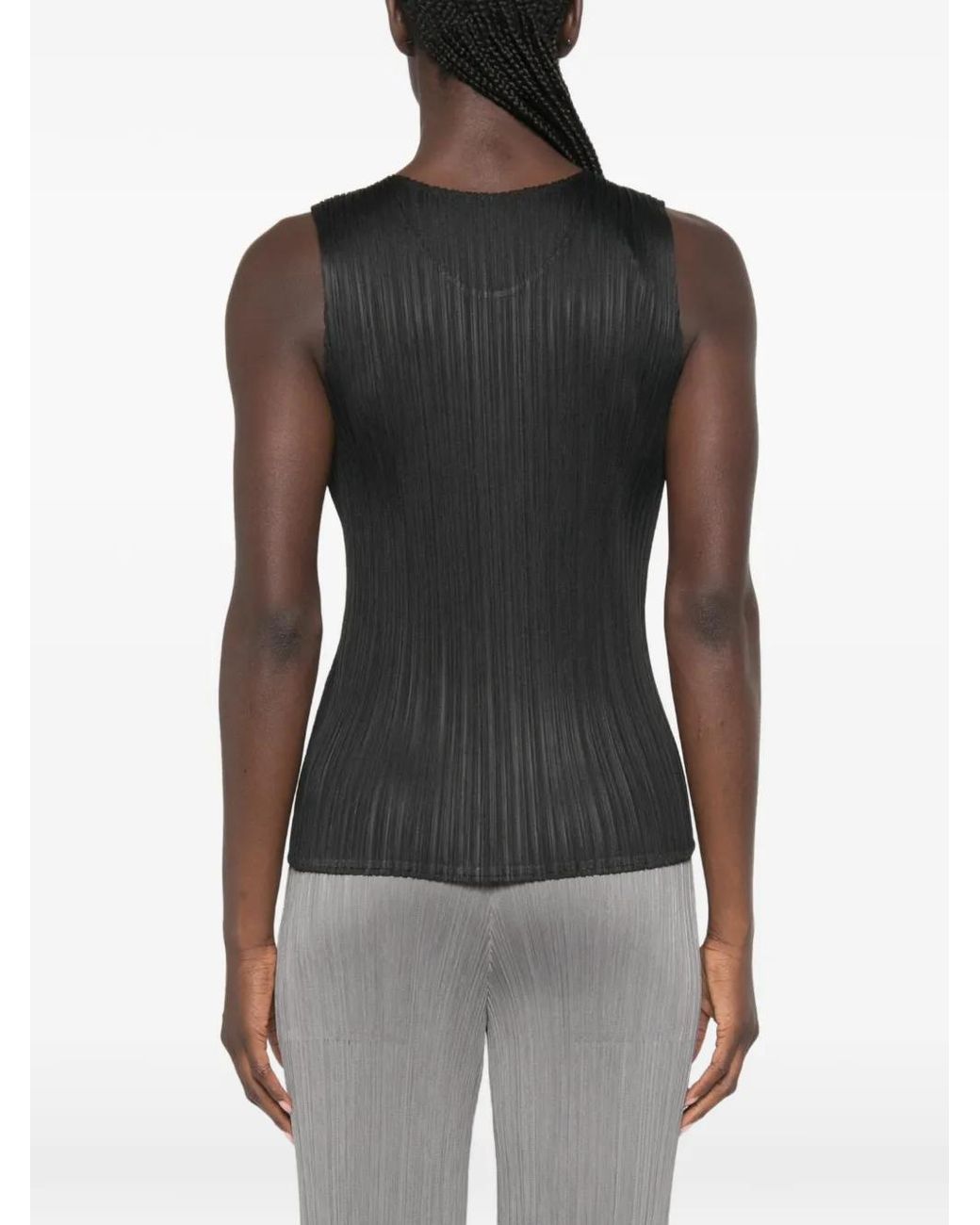 Pleats Please Issey Miyake Black Plissé-Effect Top