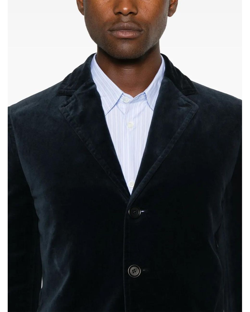 Aspesi Black Cotton-Blend Velvet Notched Lapel Blazer for men