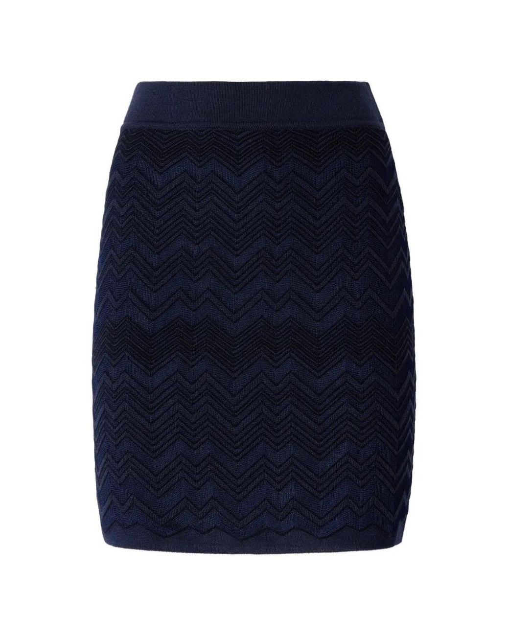 Missoni Blue Zig-Zag Viscose And Wool Mini Skirt