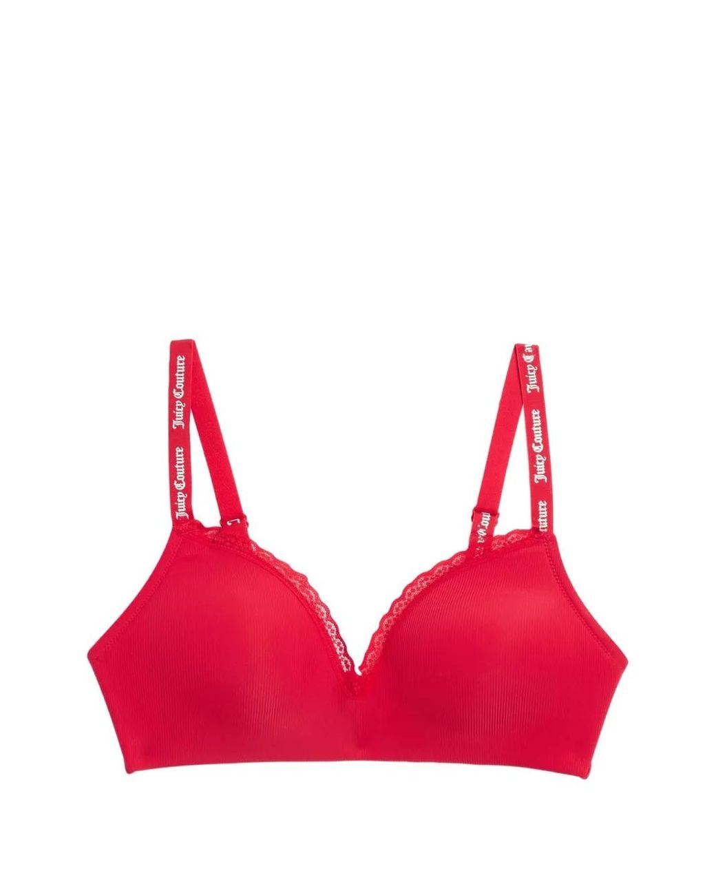 Juicy Couture Red Ribbed Lace-Trim Bralette