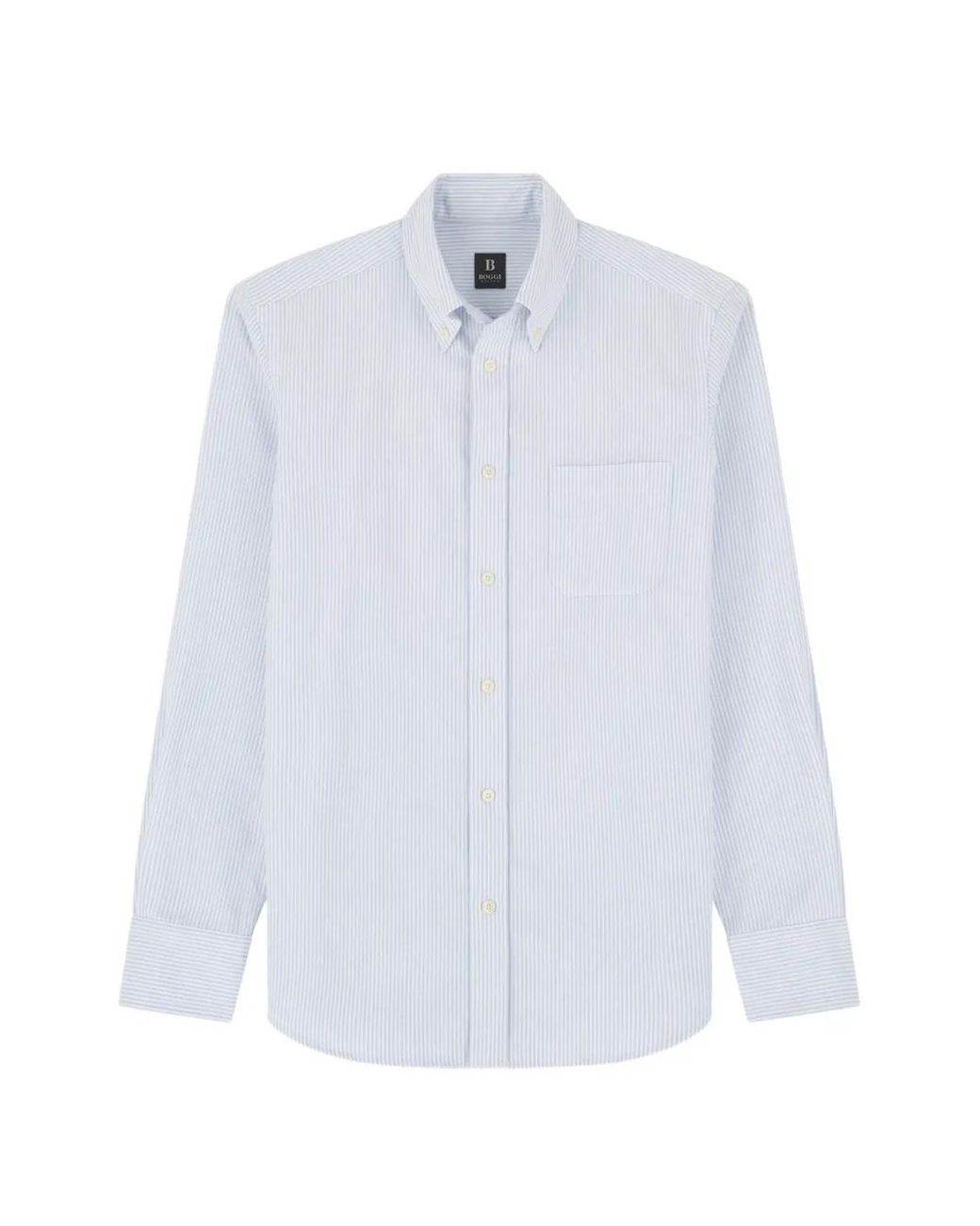 Boggi White Striped Oxford Cotton Shirt Regular Fit for men