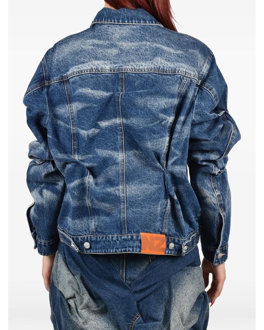 Natasha Zinko Blue Treated Cropped Denim Jacket