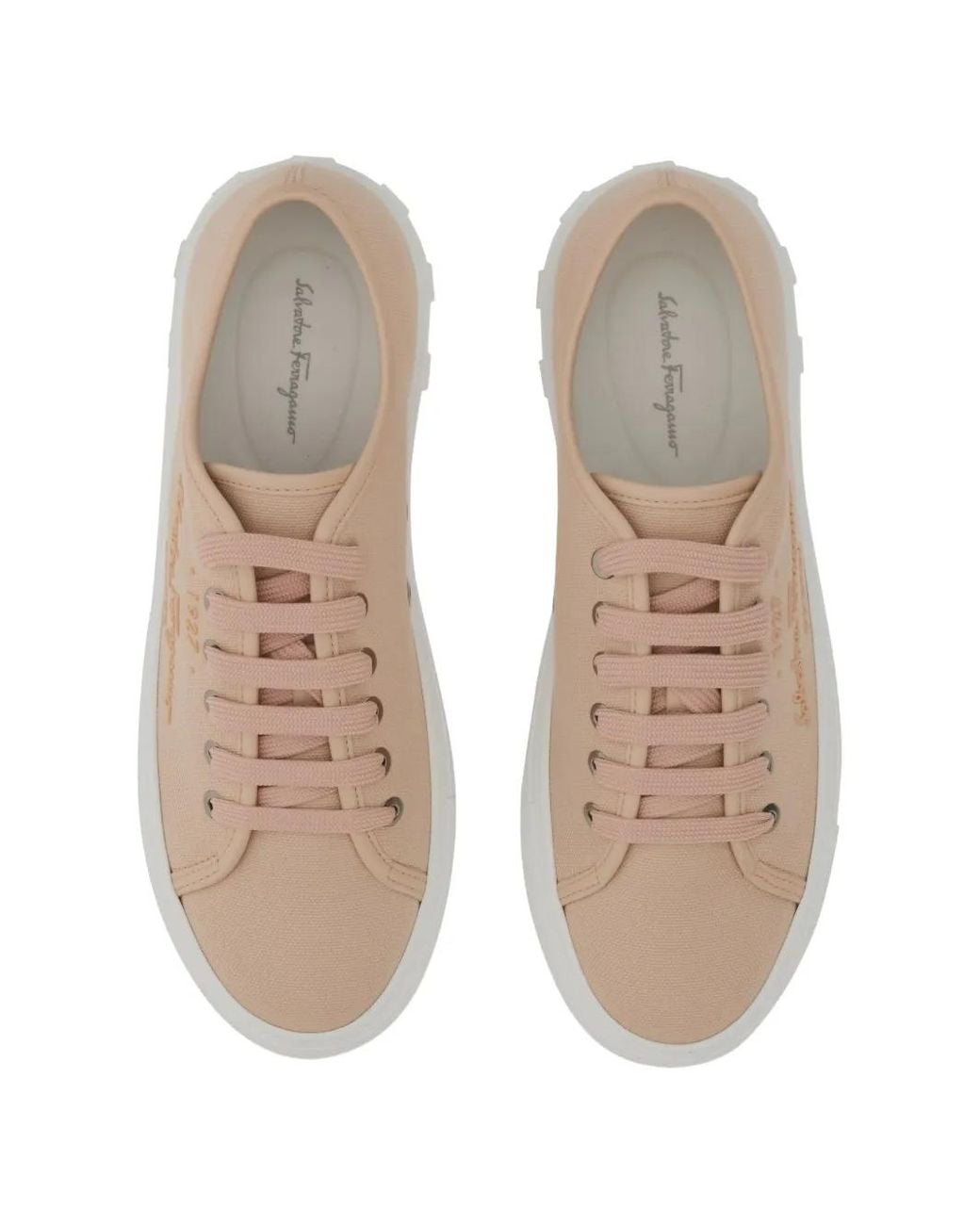 Ferragamo White Logo-Embroidered Canvas Sneakers