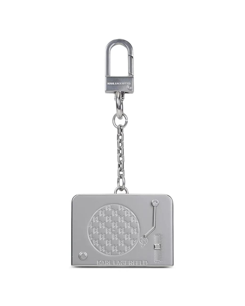 Karl Lagerfeld White Ikon Record Keychain for men