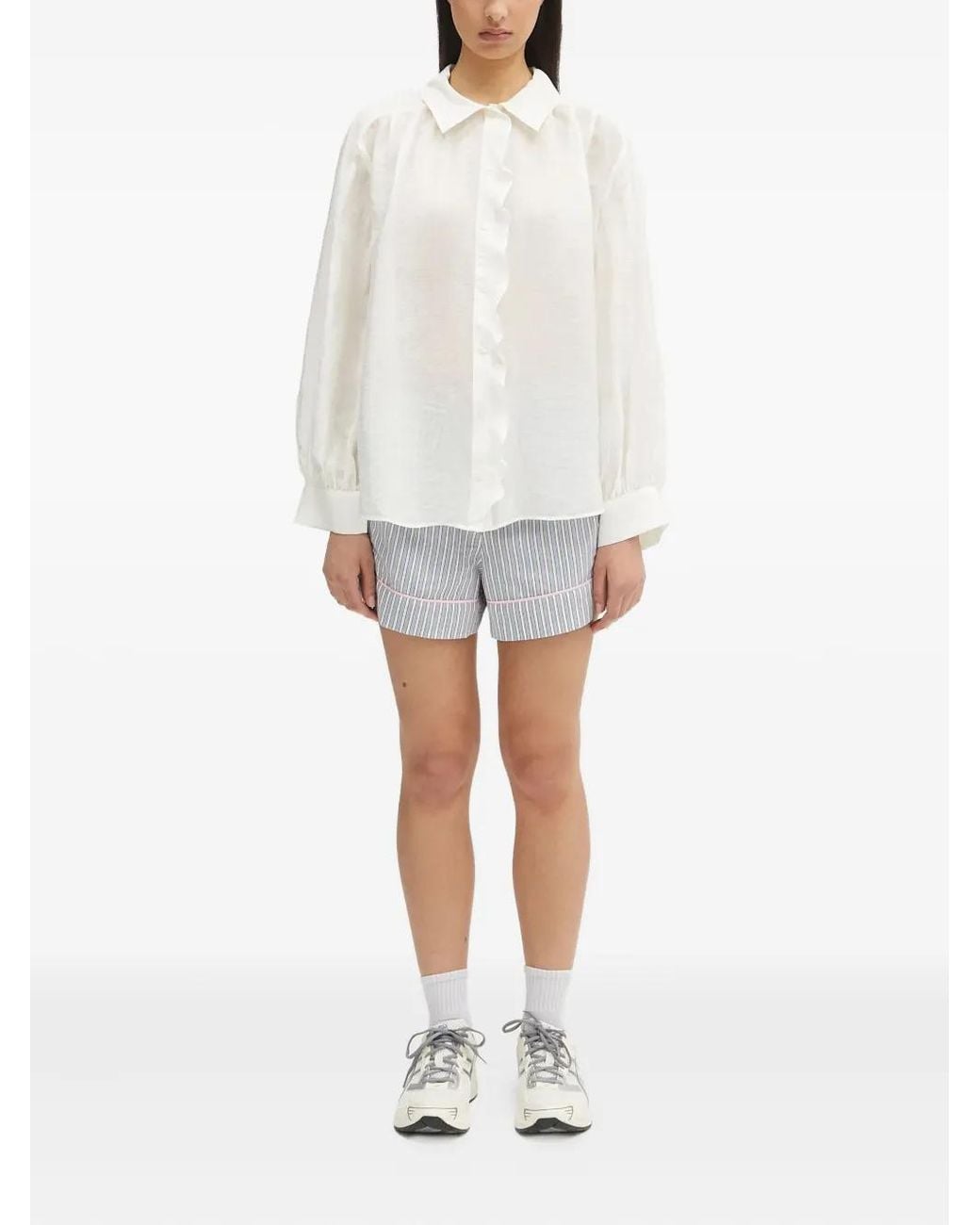 Samsøe & Samsøe White Ruffled Collared Shirt