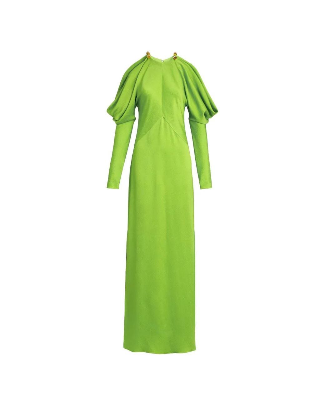 Silvia Tcherassi Green Antonia Cold-Shoulder Maxi Dress