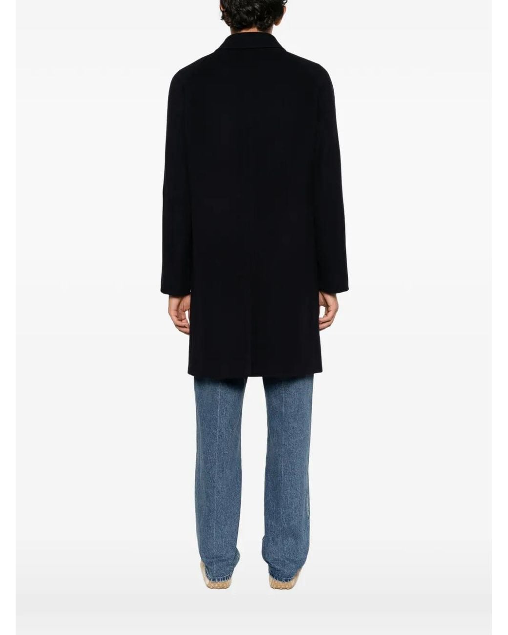 Manuel Ritz Black Concealed-Fastening Coat for men