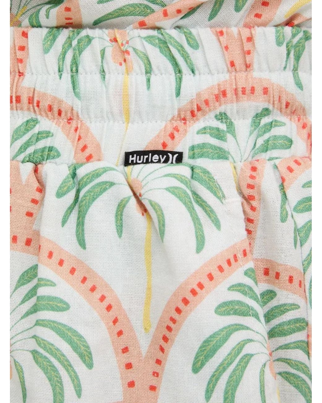 Hurley Natural Palm-Tree-Print Drawstring Beach Shorts