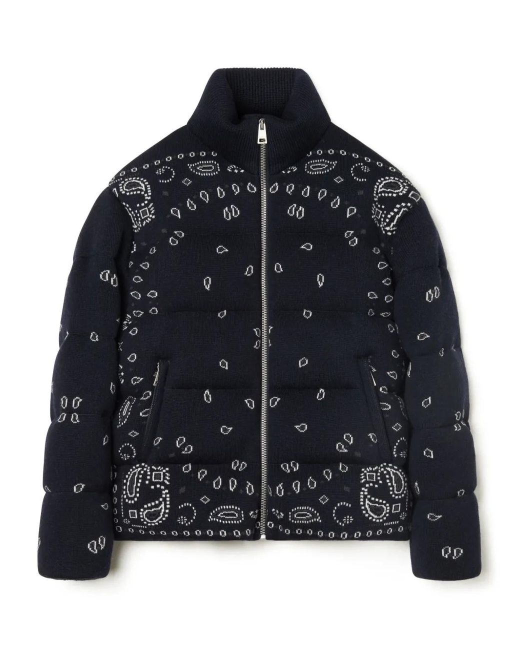 Alanui Black Bandana Jacquard Puffer Jacket for men