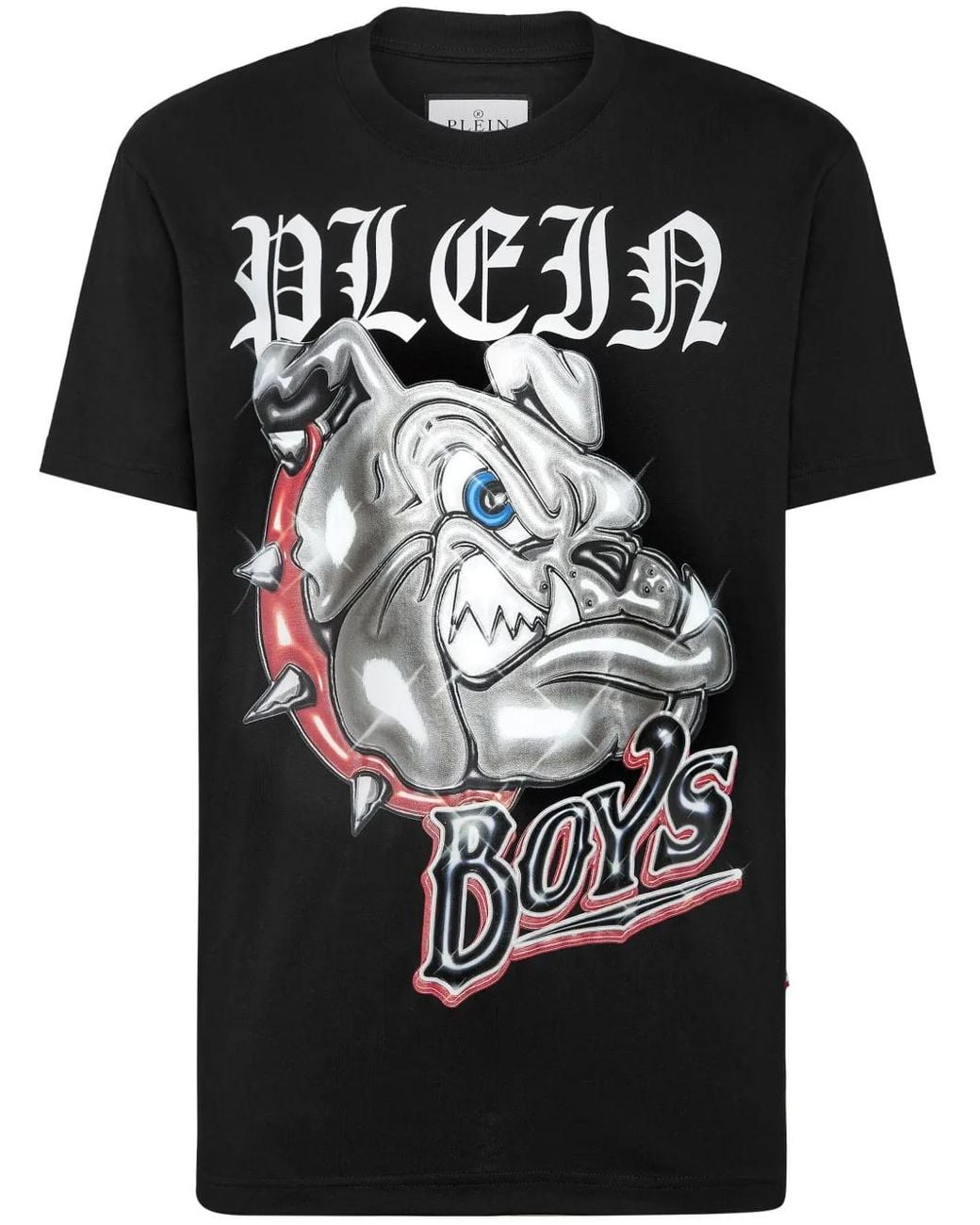Philipp Plein Black T-Shirt Round Neck Ss Bulldogs for men