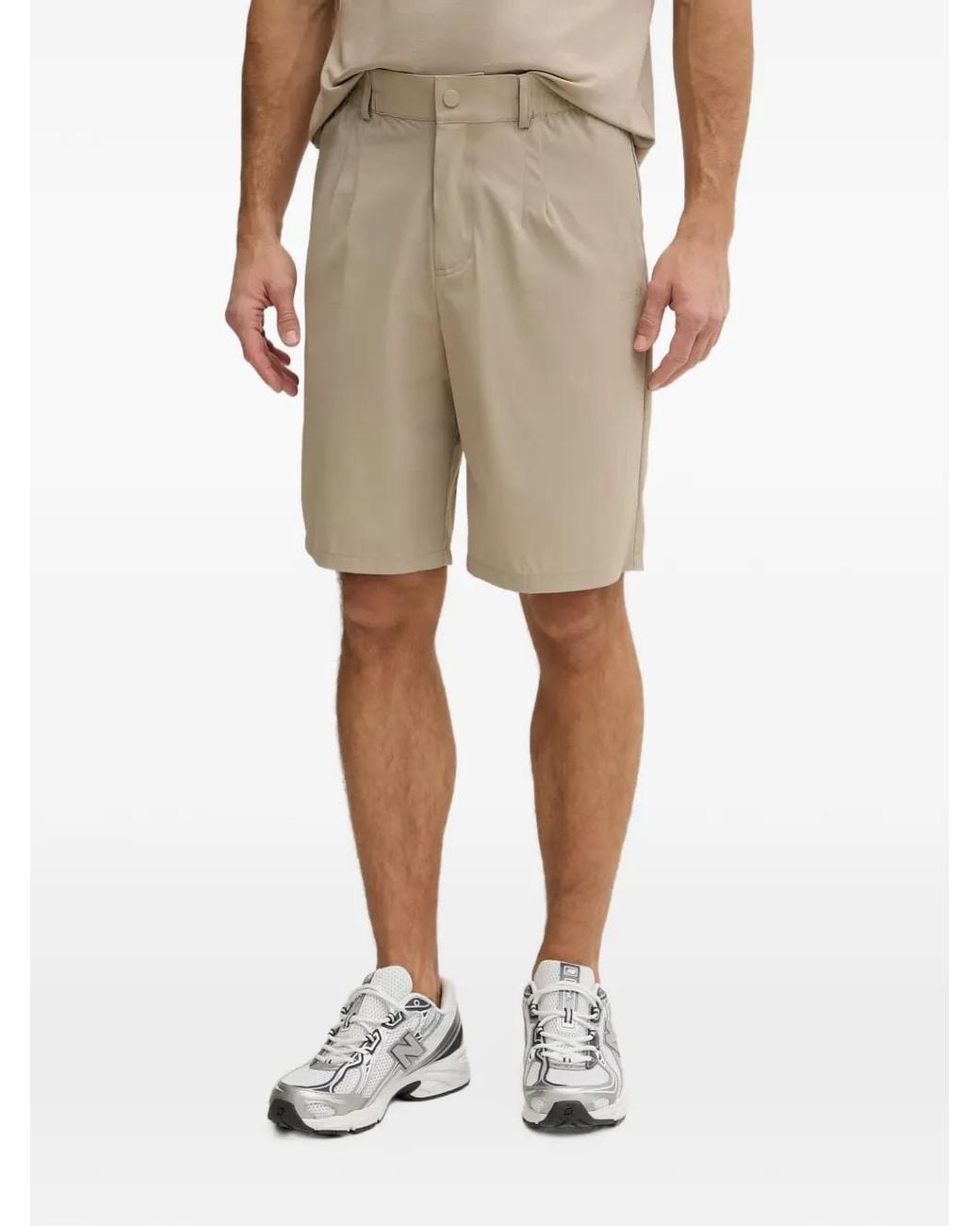 Guess Natural Logo-Print Pleated Shorts for men