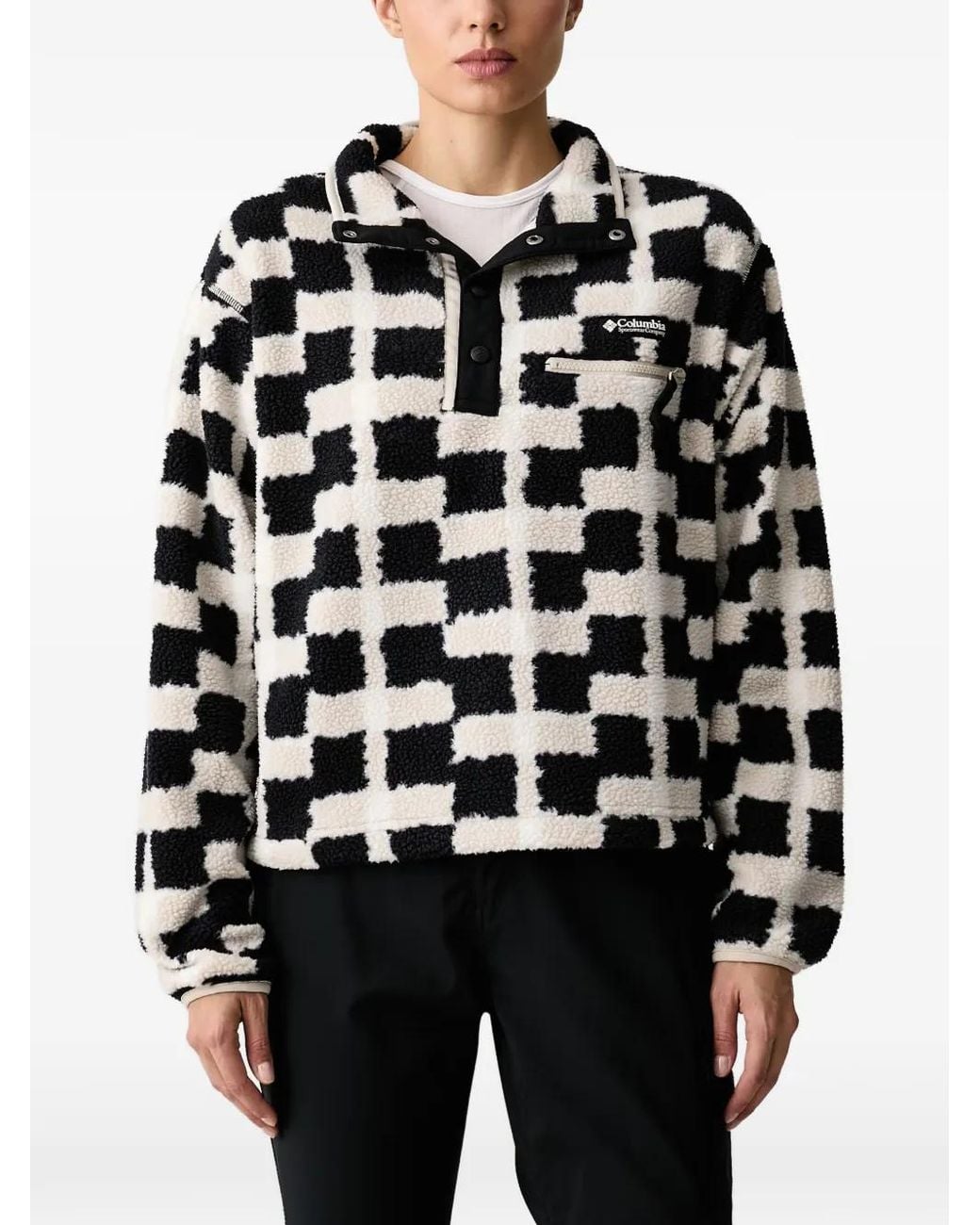 Columbia Black Helvetia Ii Checkered Fleece Sweater