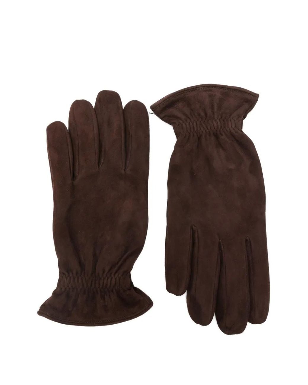 Orciani Brown Ruched Gloves for men