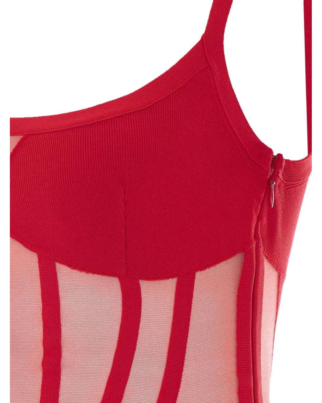 Elisabetta Franchi Red Knit Bustier Dress