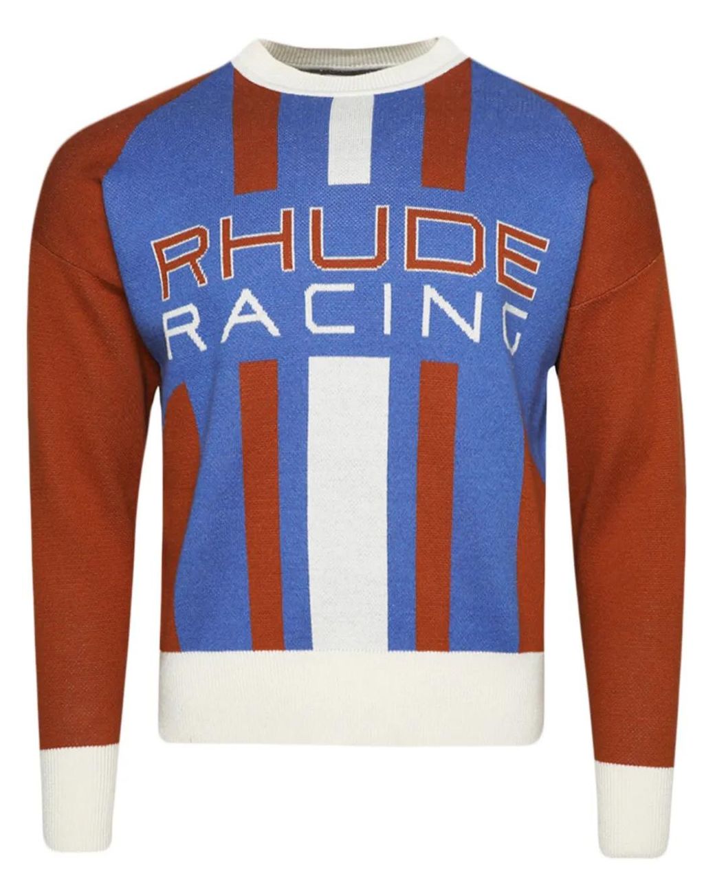 Rhude Blue Logo Intarsia Wool Jumper for men