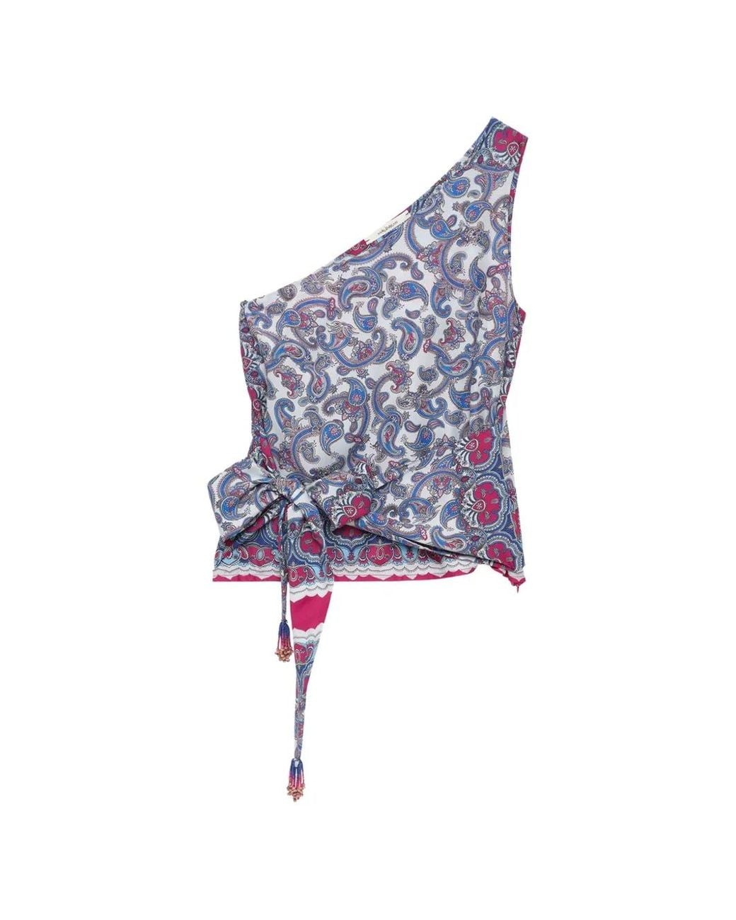 Maliparmi Blue Haut Sunset Paisley À Une Épaule
