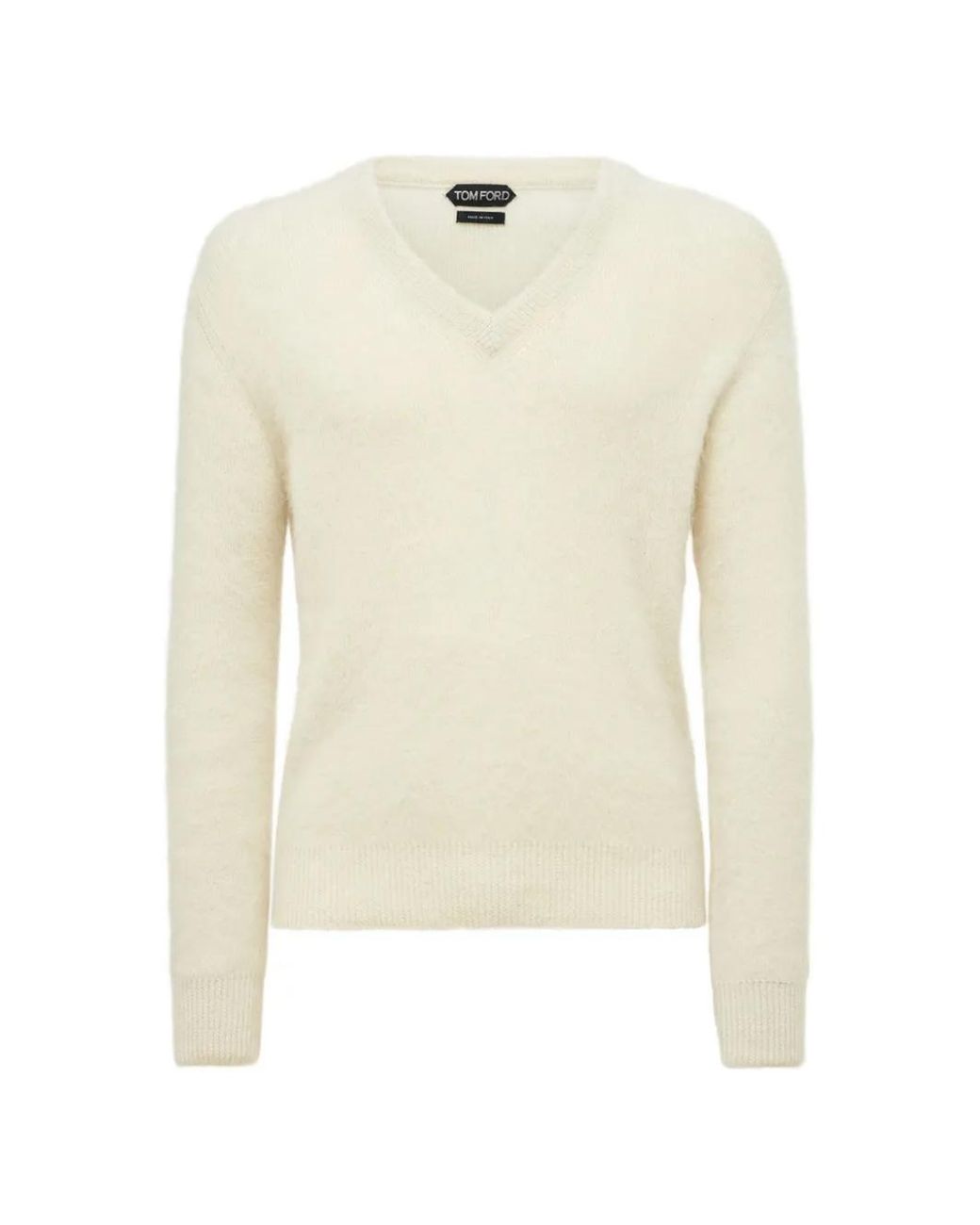Tom Ford White V-Neck Long-Sleeve Sweater for men