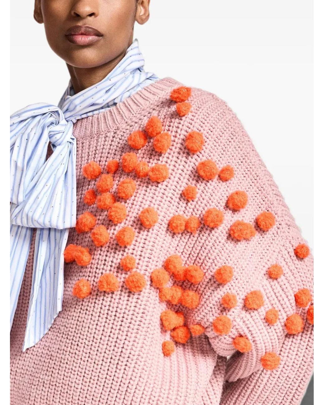 Essentiel Antwerp Pink Kostar Pompon-Embellished Sweater