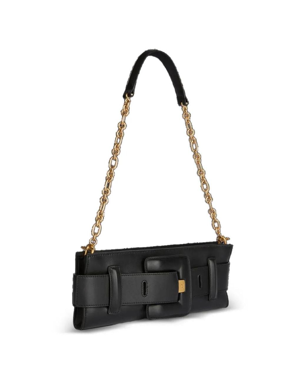 Balmain Black Anthem Smooth Leather Clutch